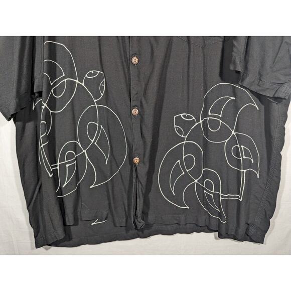 Vintage Tugu Black Sea Turtle Rayon Button Down Shirt XXL One Size - Picture 2 of 8